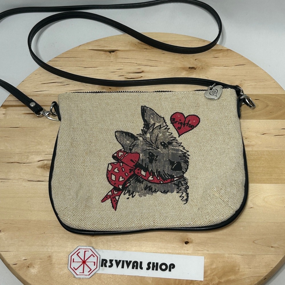Brighton Scottie Dog Canvas Double Sided Crossbody Bag - Small